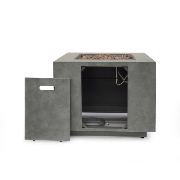 English Elm Outdoor Square Propane Fire Pit Powder Coated Iron 50000 Btu Patio Heater 62837.00CONRT-50K