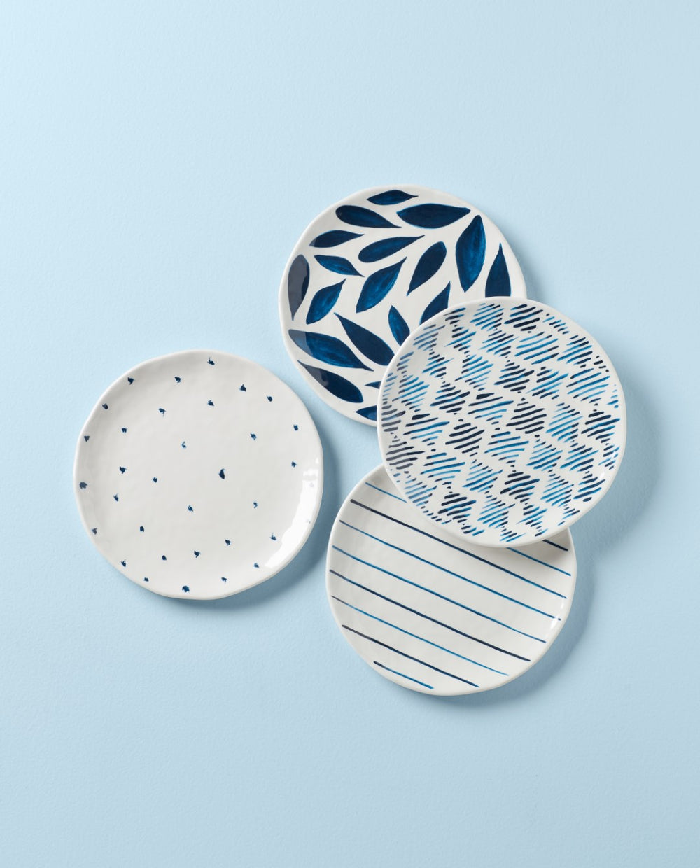 Lenox Blue Bay Melamine Assorted Accent Plates, Set of 4 Multi, WHITE MELAMINE 895235