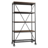 Homelegance By Top-Line Delano Industrial Modern Rustic 40-inch Bookcase Black Wood