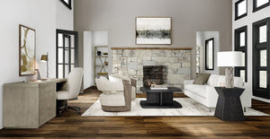 Hooker Furniture Linville 84" Desk With Lateral File In Smoked Mink Oak Veneer — Floating Back, Locking Pendaflex System Medium Wood 6150-10917-85