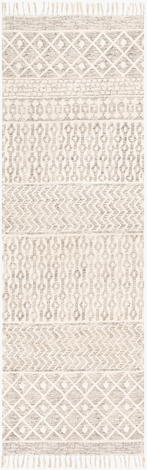 Livabliss July Handwoven Cotton Flatweave Runner Rug with Fringe Bohemian Artisan Hallway Accent Charcoal, Light 2'6" x 8' JUY2302-268
