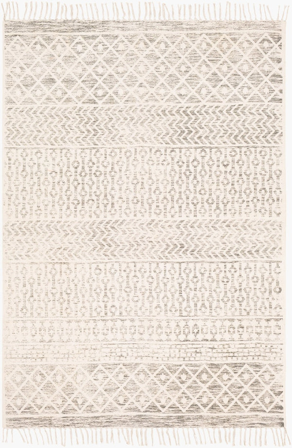 Livabliss July Handwoven Cotton Flatweave Runner Rug with Fringe Bohemian Artisan Hallway Accent Charcoal, Light 3' x 5' JUY2302-35