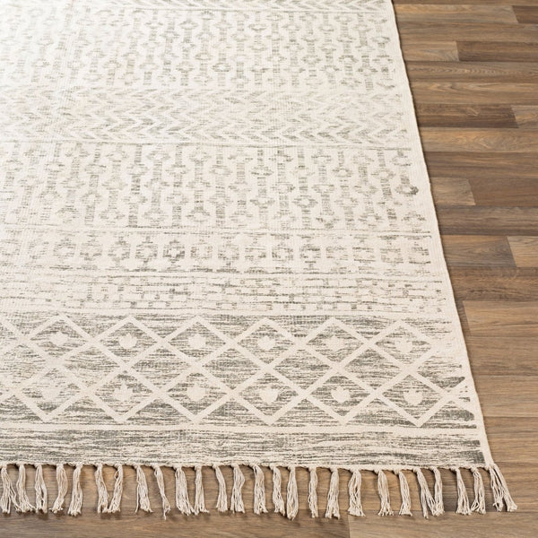 Livabliss July Handwoven Cotton Flatweave Runner Rug with Fringe Bohemian Artisan Hallway Accent Charcoal, Light 2'6" x 8' JUY2302-268