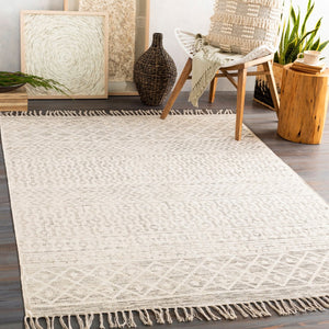 Livabliss July Handwoven Cotton Flatweave Runner Rug with Fringe Bohemian Artisan Hallway Accent Charcoal, Light 3' x 5' JUY2302-35