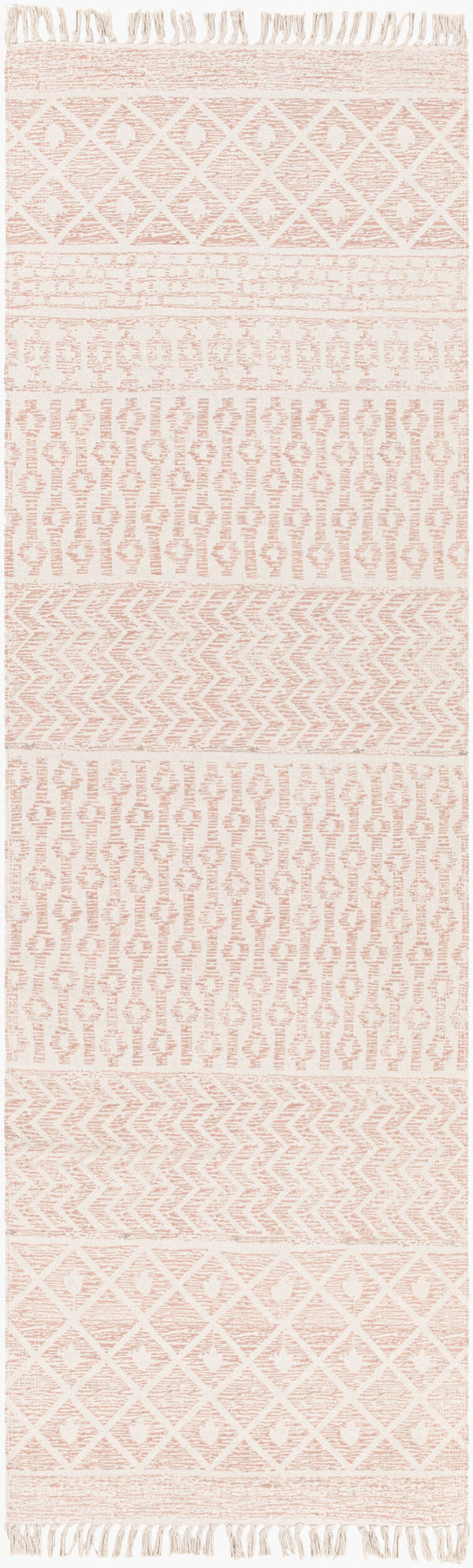 Surya July Handmade 2'6" X 8' Global-inspired Rug - Durable Cotton Construction For Eclectic Home Decor Rose Cotton Juy2305-268