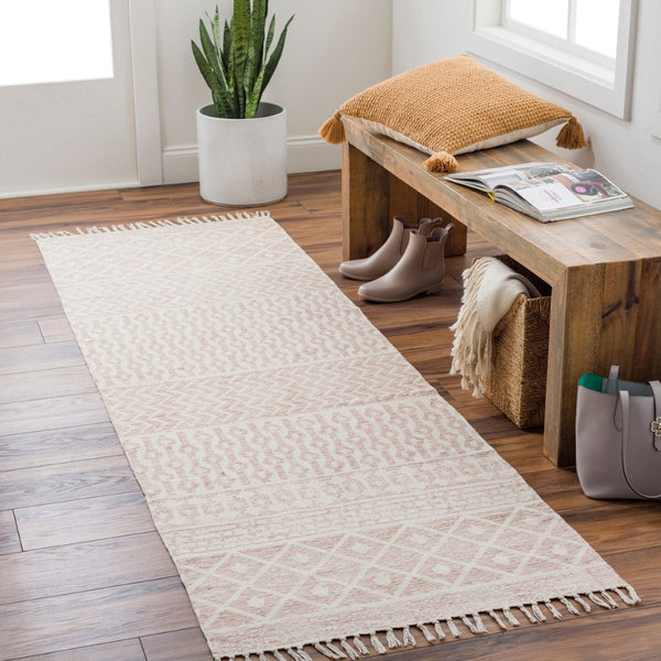 Surya July Handmade 2'6" X 8' Global-inspired Rug - Durable Cotton Construction For Eclectic Home Decor Rose Cotton Juy2305-268