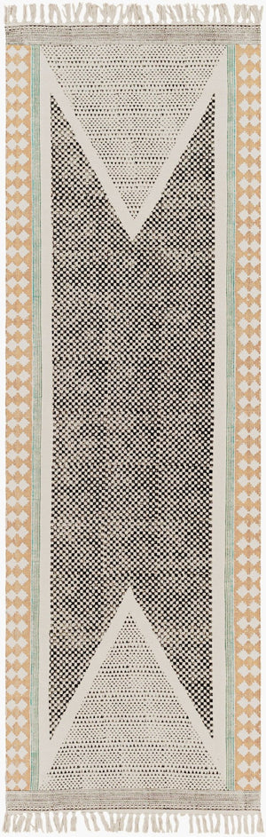 Livabliss July Handmade Cotton Flatweave Runner Rug with Fringe for Hallways and Entryways Black, Teal 2'6" x 8' JUY2306-268