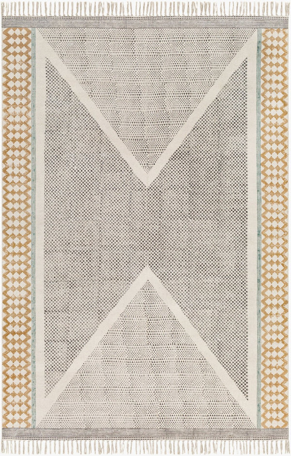 Livabliss July Handmade Cotton Flatweave Runner Rug with Fringe for Hallways and Entryways Black, Teal 6' x 9' JUY2306-69