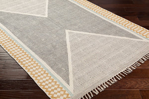 Livabliss July Handmade Cotton Flatweave Runner Rug with Fringe for Hallways and Entryways Black, Teal 6' x 9' JUY2306-69