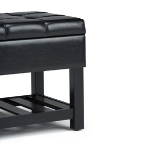 English Elm Saxon - Modern Upholstered Storage Ottoman Bench In Midnight Black With Hidden Storage & Shelf B136P159128-GIGA