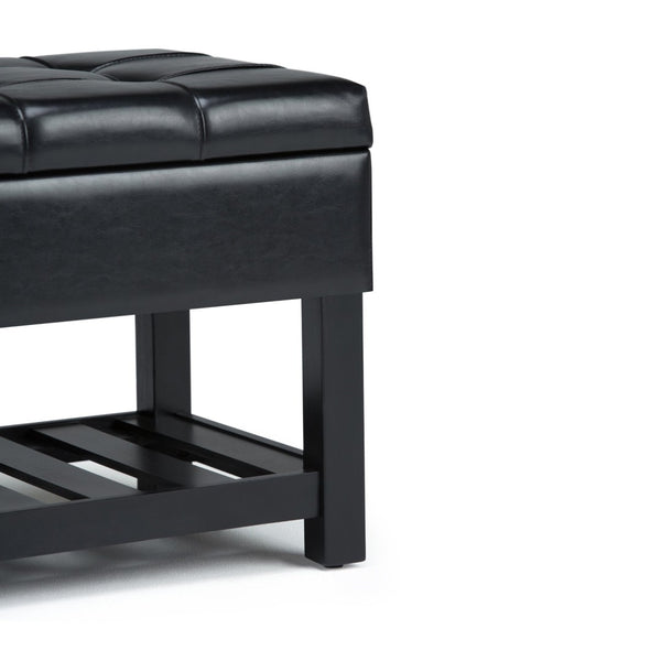 English Elm Saxon - Modern Upholstered Storage Ottoman Bench In Midnight Black With Hidden Storage & Shelf B136P159128-GIGA