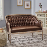 Christopher Knight Home® - Noble House - Faye Traditional Tufted Upholstered Loveseat, Dark Brown And Antique