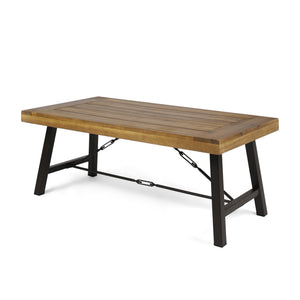 English Elm Christopher Knight Home® - Outdoor Acacia Wood Coffee Table with Teak Finish, Rustic Metal Frame, Farmhouse Patio Centerpiece 62348.00