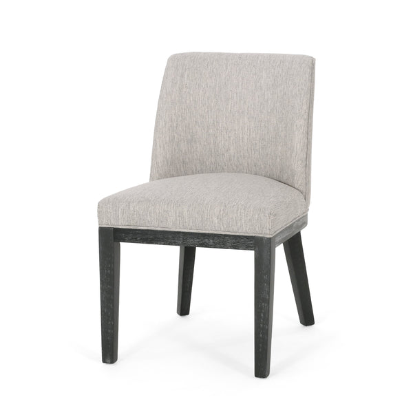 English Elm Dining Chair Set of 2 Solid Wood Textured Fabric Upholstered Farmhouse Modern Style 69408.00FLGRY