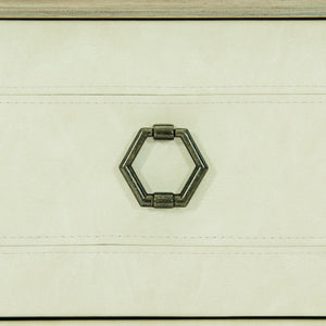 Bernhardt Bernhardt Santa Barbara Nightstand With 3 Fabric-Wrapped Drawers, Warm Oak Finish, Vintage Nickel Accents 385216