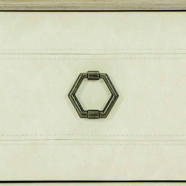 Bernhardt Bernhardt Santa Barbara Nightstand With 3 Fabric-Wrapped Drawers, Warm Oak Finish, Vintage Nickel Accents 385216