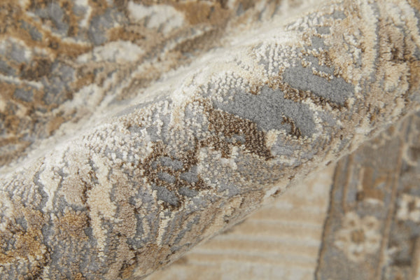 Feizy Rugs Celene Vintage-inspired Floral Rug - Elegant Neutral Palette, Power Loomed For Timeless Style Tan,Ivory,Brown Viscose,Polyester Cel39kzfbgegrye70