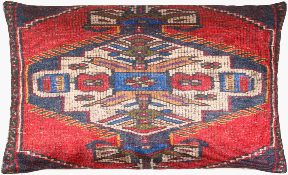 Surya Javed 14"L X 22"W Bohemian Lumbar Pillow - Cozy, Durable, Vibrant Colors For Stylish Home Décor Red Polyester,Cotton Jvd002-1422