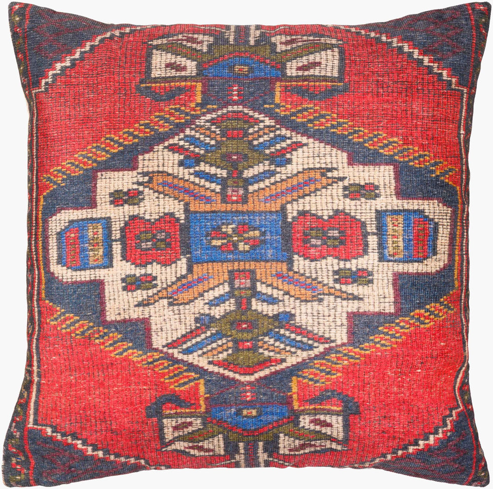 Surya Javed Bohemian 18” X 18” Accent Pillow - Vibrant, Durable, Soft Cotton & Polyester Blend For Home Decor Red Polyester,Cotton Jvd002-2222d