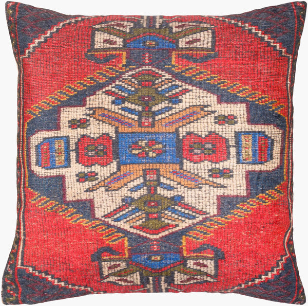 Surya Javed Bohemian 18” X 18” Accent Pillow - Vibrant, Durable, Soft Cotton & Polyester Blend For Home Decor Red Polyester,Cotton Jvd002-2222d