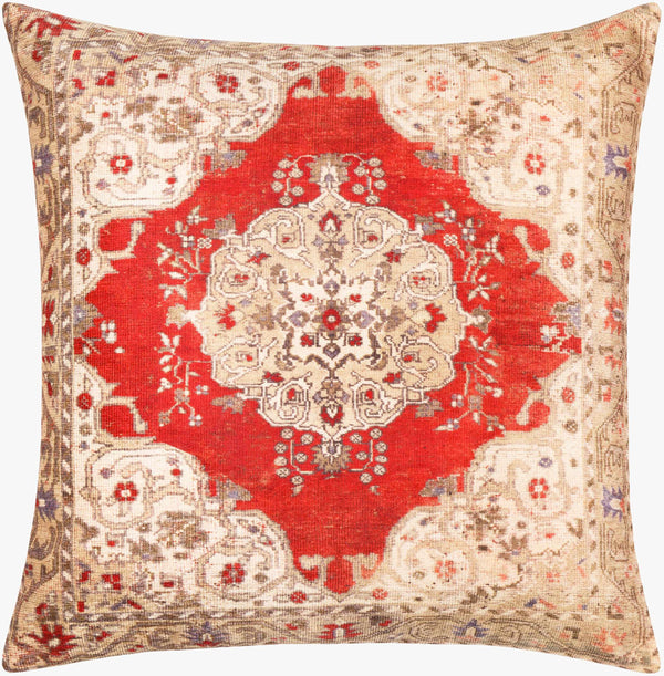 Surya Javed Bohemian 18” X 18” Accent Pillow - Vibrant, Durable, Soft Cotton & Polyester Blend For Home Decor Red Polyester,Cotton Jvd004-1818p