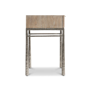 Bernhardt Bernhardt Aventura Nightstand — Cathedral White Oak Top, Textured Frosted Nickel Frame, Usb Charging 318218