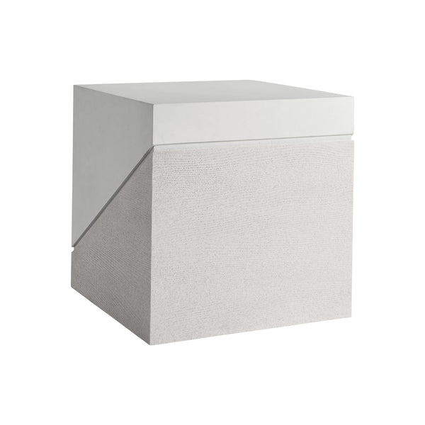 Bernhardt Bernhardt Ellison Square Side Table — Adobe Faux Stone Top, Sandblasted White Base, Modern Accent 553124