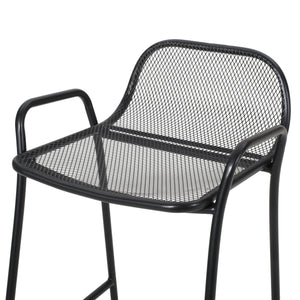 English Elm Christopher Knight Home® - BALTIMORE Linda Modern Iron Barstool Set of 2 Matte Black – Powder-Coated Mesh Seating, Durable Outdoor 디자인 65475.00BLK