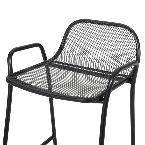English Elm Christopher Knight Home® - BALTIMORE Linda Modern Iron Barstool Set of 2 Matte Black – Powder-Coated Mesh Seating, Durable Outdoor 디자인 65475.00BLK