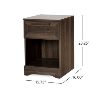English Elm Christopher Knight Home® - DELANEY Faux Wood 1-Drawer Nightstand with Bottom Shelf, Moisture-Resistant MDF, Compact Chic Walnut 71138.00WALN