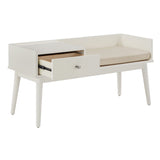 Homelegance By Top-Line Aeron 1-Drawer Cushioned Entryway Bench White Rubberwood