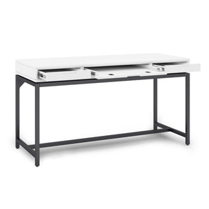 English Elm Banting Mid Century Desk - Stylish White Workspace With Storage, Modern Industrial Design & Durability B136P158460