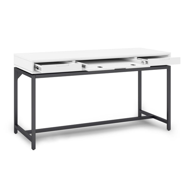 English Elm Banting Mid Century Desk - Stylish White Workspace With Storage, Modern Industrial Design & Durability B136P158460