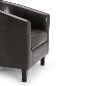 English Elm Austin Tub Chair - Stylish Brown Vegan Faux Leather Accent For Living Rooms & Offices Comfortably B136P159636