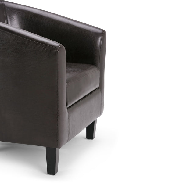 English Elm Austin Tub Chair - Stylish Brown Vegan Faux Leather Accent For Living Rooms & Offices Comfortably B136P159636