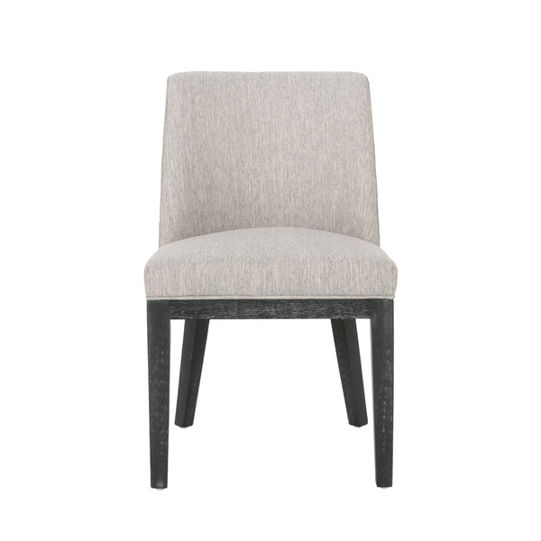 English Elm Dining Chair Set of 2 Solid Wood Textured Fabric Upholstered Farmhouse Modern Style 69408.00FLGRY