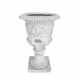 Christopher Knight Home® - Noble House - Adonis Outdoor Traditional Roman Chalice Garden Urn Planter with Lion and Floral Accents, Antique White