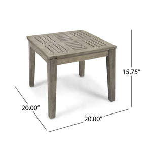 English Elm Christopher Knight Home® - Hampton Acacia Wood Side Table for Outdoor Use, Low-Profile 20" Square Top, Durable 300lb Capacity Grey 61350.00LGRY
