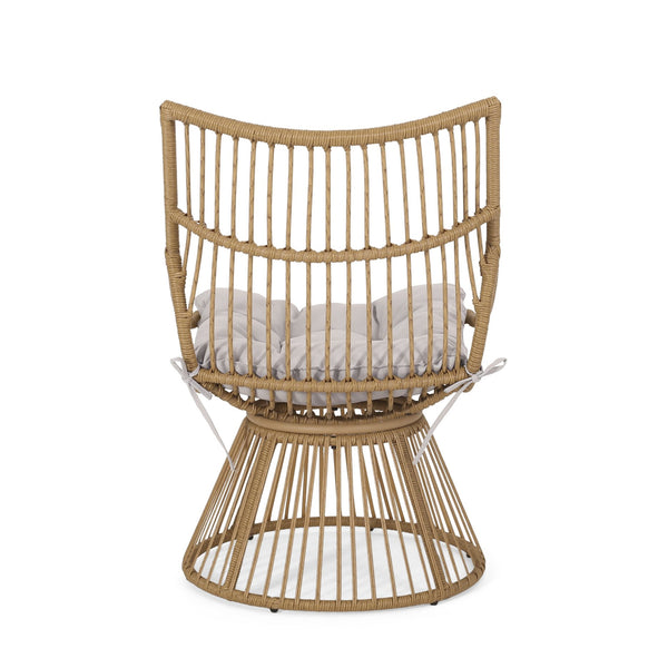 English Elm Elaine Outdoor Club Chair and Side Table Set Faux Rattan Woven Iron Patio Duo 71841.00