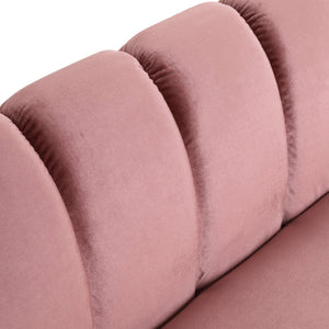 English Elm Miranda Channel Stitch Velvet Sofa Glam Living Room Seating with Tapered Birch Legs Blush 68604.00ABLSH_68604.00BBLSH