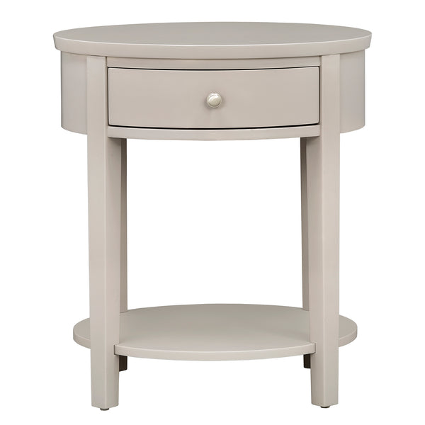 Homelegance By Top-Line Hardin 1-Drawer Oval End Table Silver Veneer
