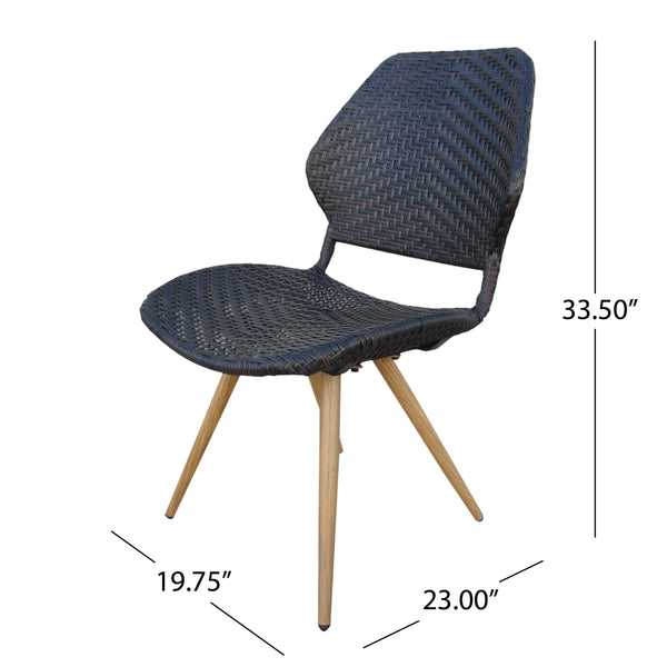 English Elm Christopher Knight Home® - LARYN Rattan Dining Chair Set of 2 – Brown Multi Wicker with Wood-Finish Iron Legs, Cushioned Comfort 62949.00MBRN