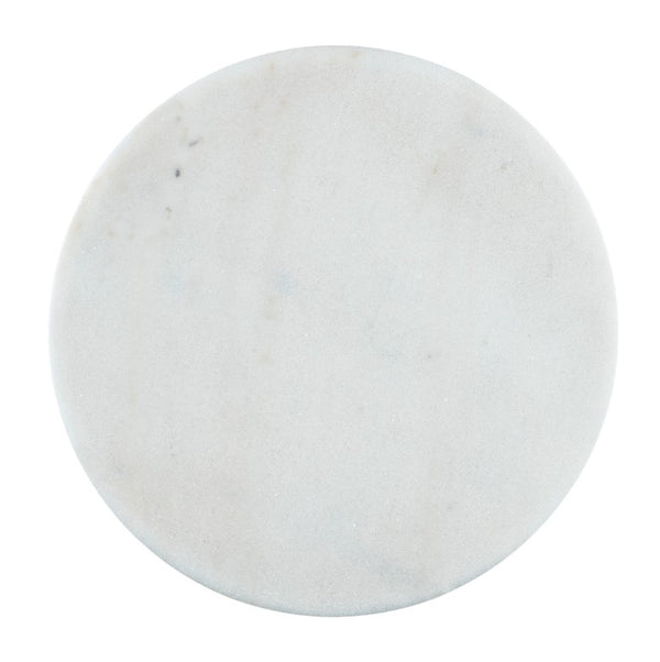 Hooker Furniture Modern Mood Round Accent Table With White Marble Top And Wire‑Brushed Quartered Oak Cone Base, Durable Elegance Light Brown 6850-80117-80