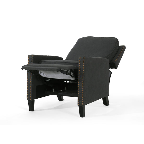 English Elm Christopher Knight Home® - 27.5" Wide Manual Standard Recliner with Plush Upholstery, Nailhead Trim & Contemporary Pushback Comfort Dark Gray 62808.00DGRY