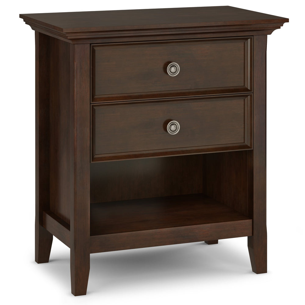 English Elm Amherst Bedside Table - Handcrafted Solid Wood In Rich Russet Brown With Spacious Storage Drawers B136P158370