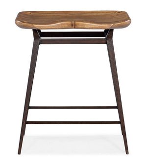 Hooker Furniture Big Sky Stool Vintage Natural Shaped Wood Seat With Industrial Metal Base - Rustic Comfort Design 6700-50008-80