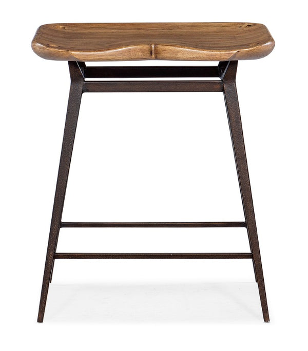 Hooker Furniture Big Sky Stool Vintage Natural Shaped Wood Seat With Industrial Metal Base - Rustic Comfort Design 6700-50008-80