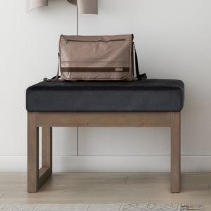 English Elm Milltown Small Ottoman Bench - Distressed Black Vegan Leather Footstool For Modern Interiors B136P159084