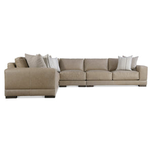 Bernhardt Bernhardt Lars Leather Sectional With Plush Deep Cushions, Wide Track Arms And Textured Wood Block Feet For Modern Living Space Comfort Tan K2094