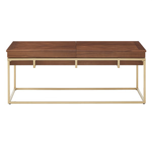 Homelegance By Top-Line Piper Square Coffee Table with Metal Base Natural Metal